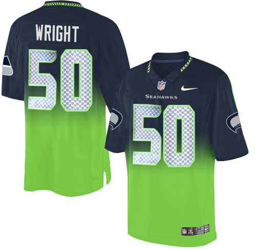 Nike Seahawks #50 K.J. Wright Steel Blue/Green Men's Stitched NFL Elite Fadeaway Fashion Jersey